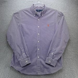Polo Ralph Lauren Shirt Mens XL Purple Gingham Check Poplin Slim Fit Casual